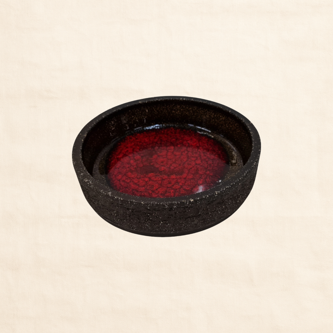 Circa 1970s Dahlmose Ceramics Bowl – Red Glaze with Dark Streaks