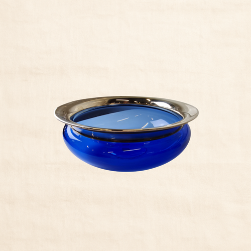 1993 Holmegaard ‘Saturn’ Blue Glass Bowl by Michael Bang