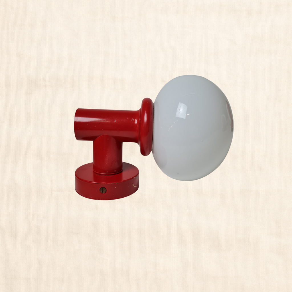 Circa 1970s Retro Danish Wall Lamp with Glass Dome