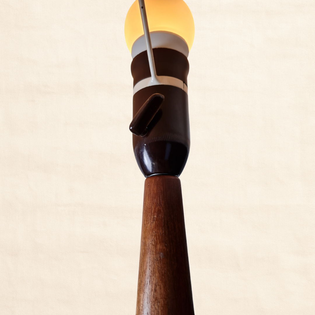 Circa 1960s Danish Table Lamp – Teak Base & Pleated Shade