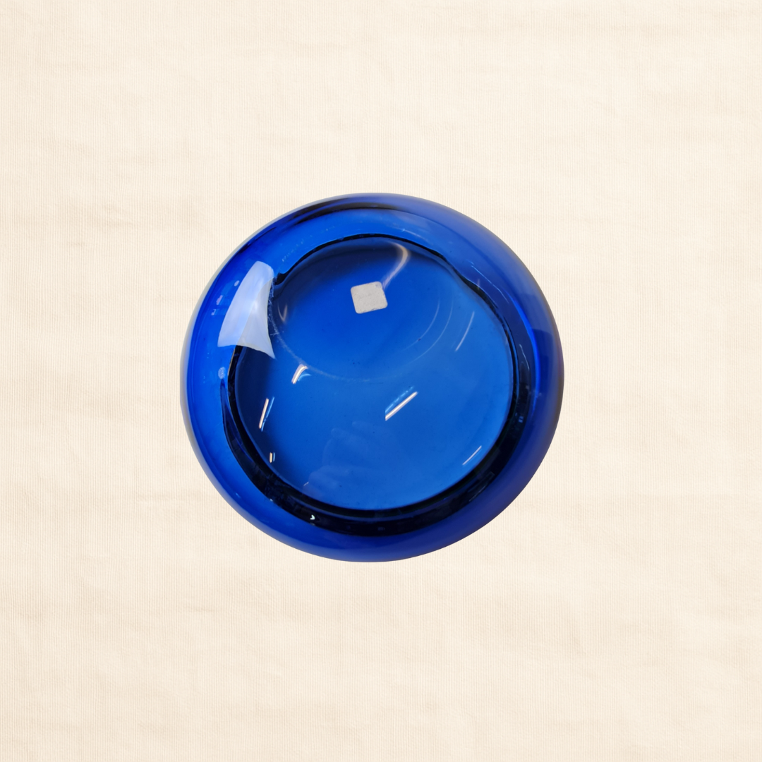 1993 Holmegaard ‘Saturn’ Blue Glass Bowl by Michael Bang