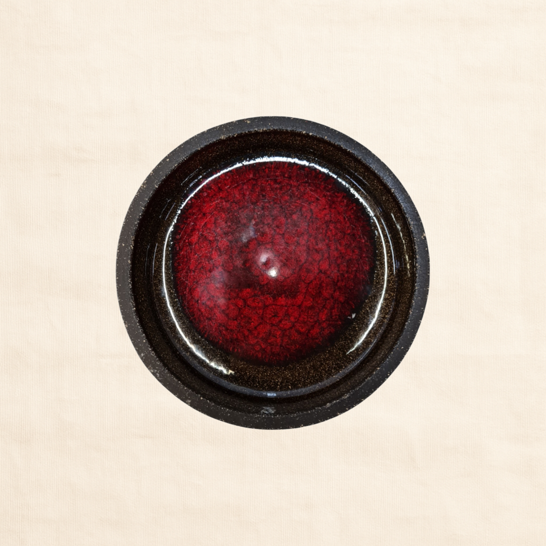 Circa 1970s Dahlmose Ceramics Bowl – Red Glaze with Dark Streaks