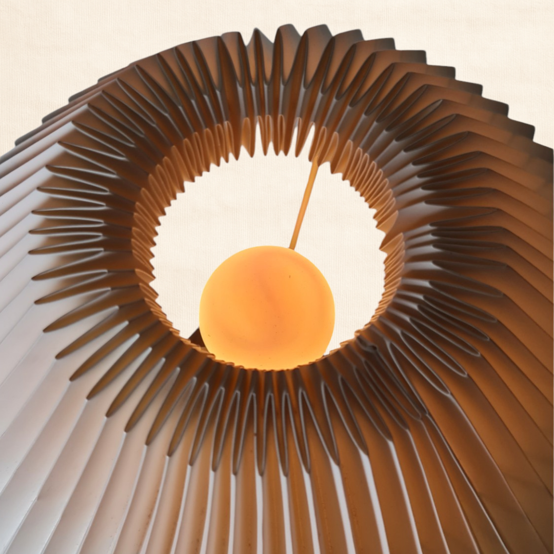 Circa 1960s Danish Table Lamp – Teak Base & Pleated Shade