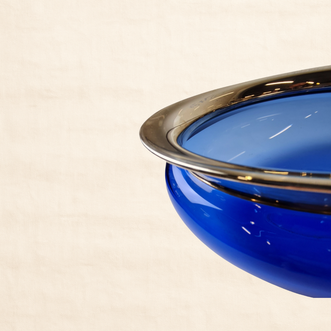1993 Holmegaard ‘Saturn’ Blue Glass Bowl by Michael Bang