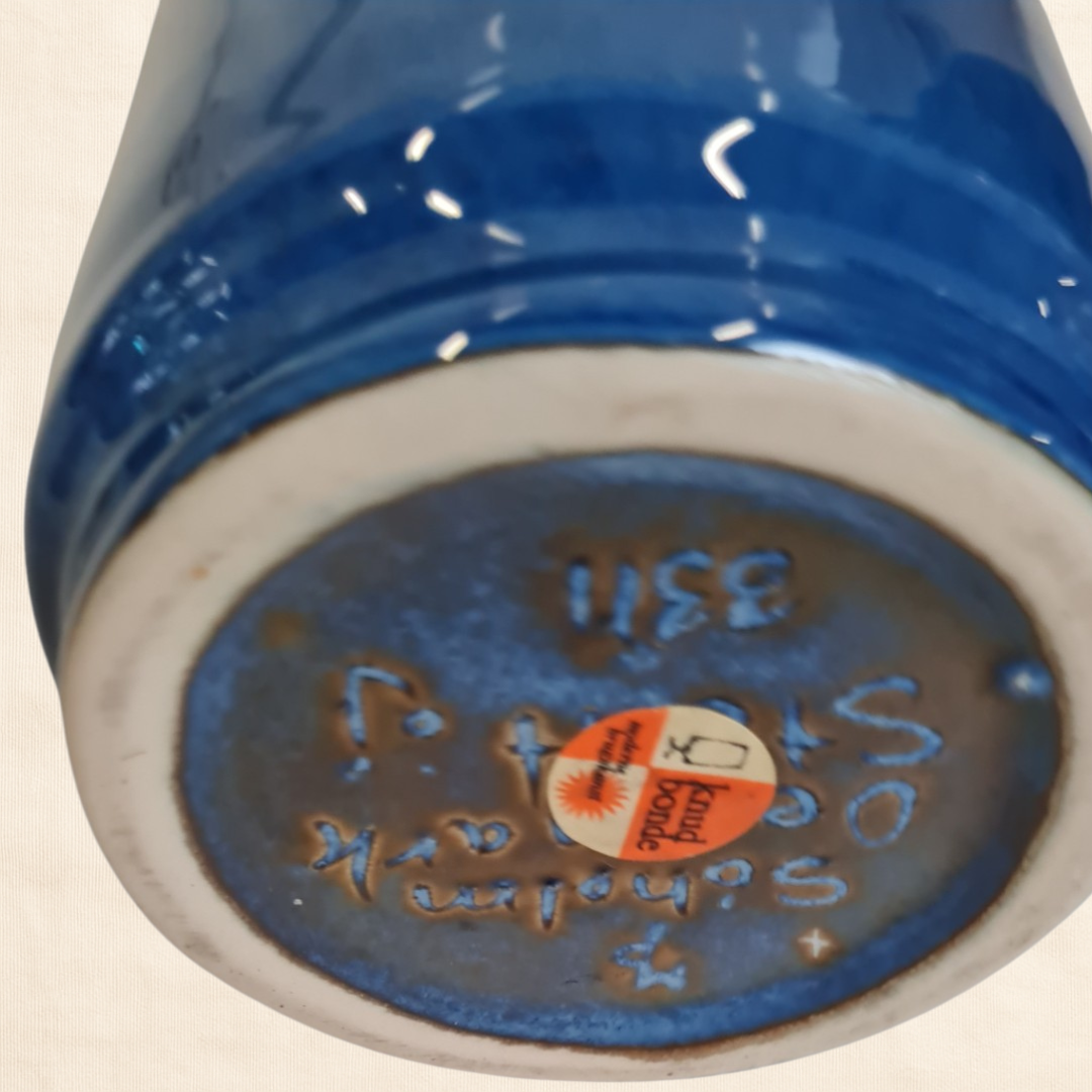Circa 1960s Søholm ‘Nordlys 3311’ Vase with Handle – Maria Philippi, Blue Glaze