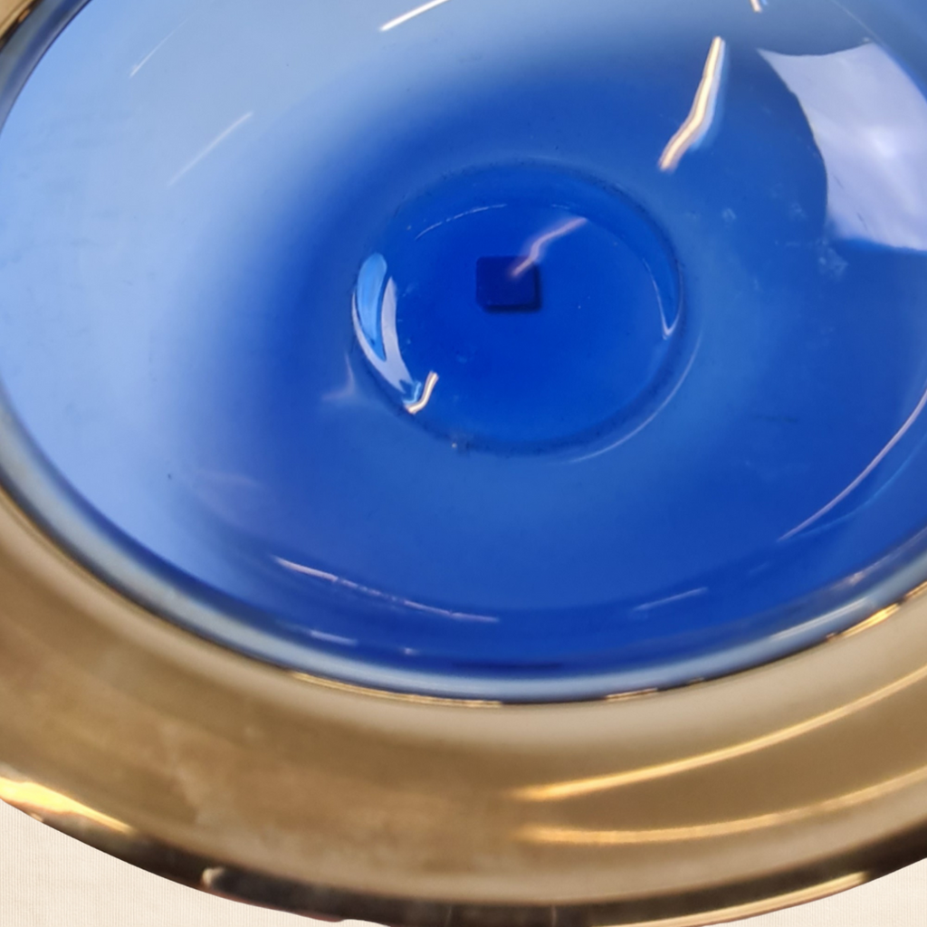 1993 Holmegaard ‘Saturn’ Blue Glass Bowl by Michael Bang