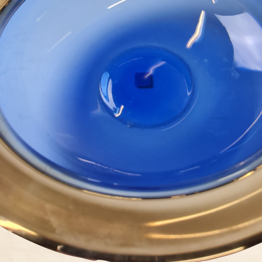 1993 Holmegaard ‘Saturn’ Blue Glass Bowl by Michael Bang
