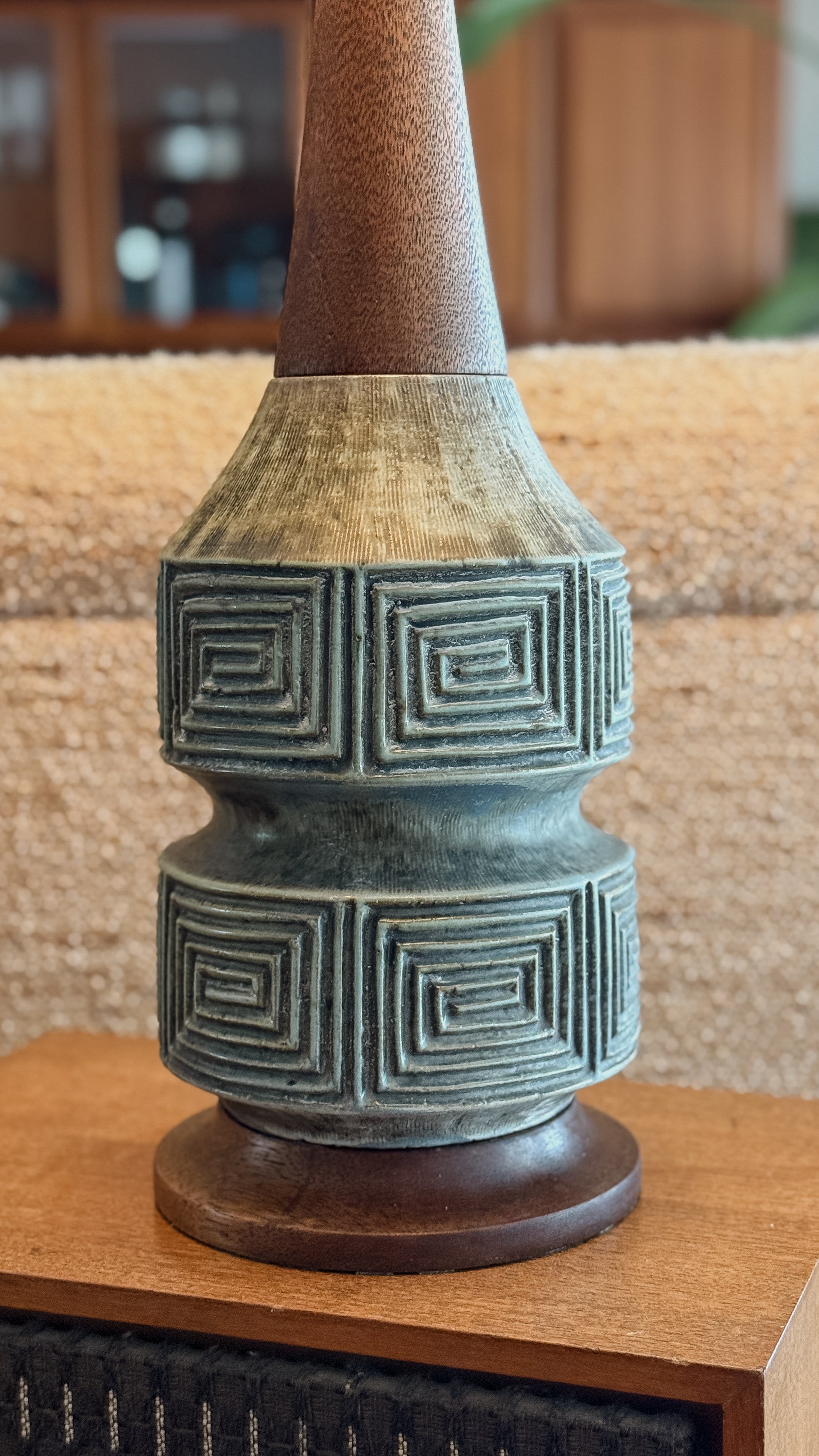 Mid-Century Ceramic & Wood Neck Lamp | Likely Ellis