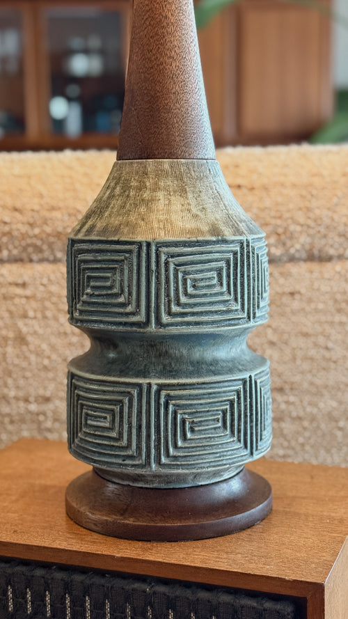 Mid-Century Ceramic & Wood Neck Lamp | Likely Ellis