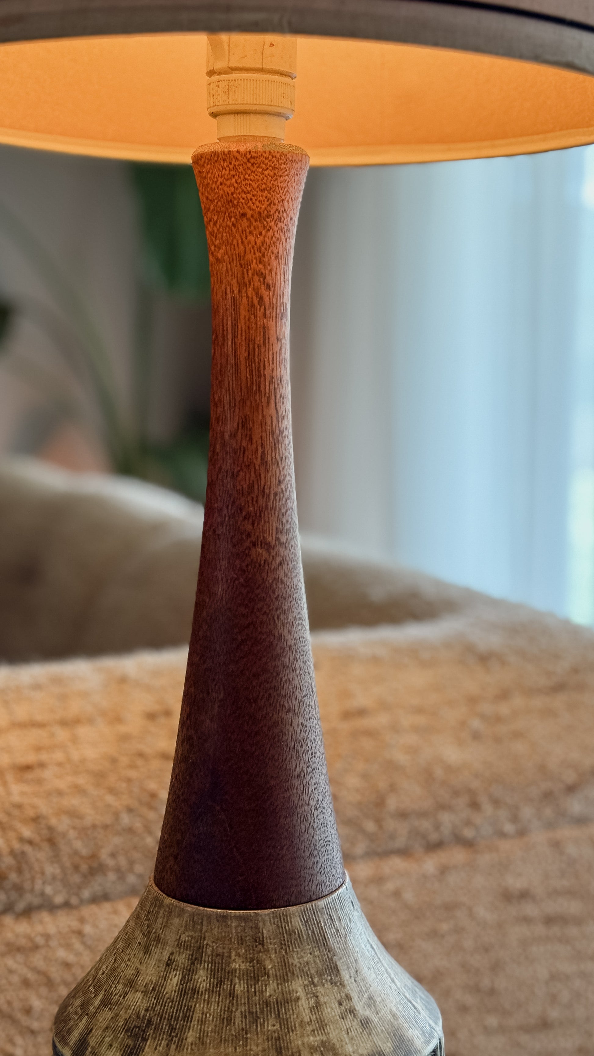 Mid-Century Ceramic & Wood Neck Lamp | Likely Ellis