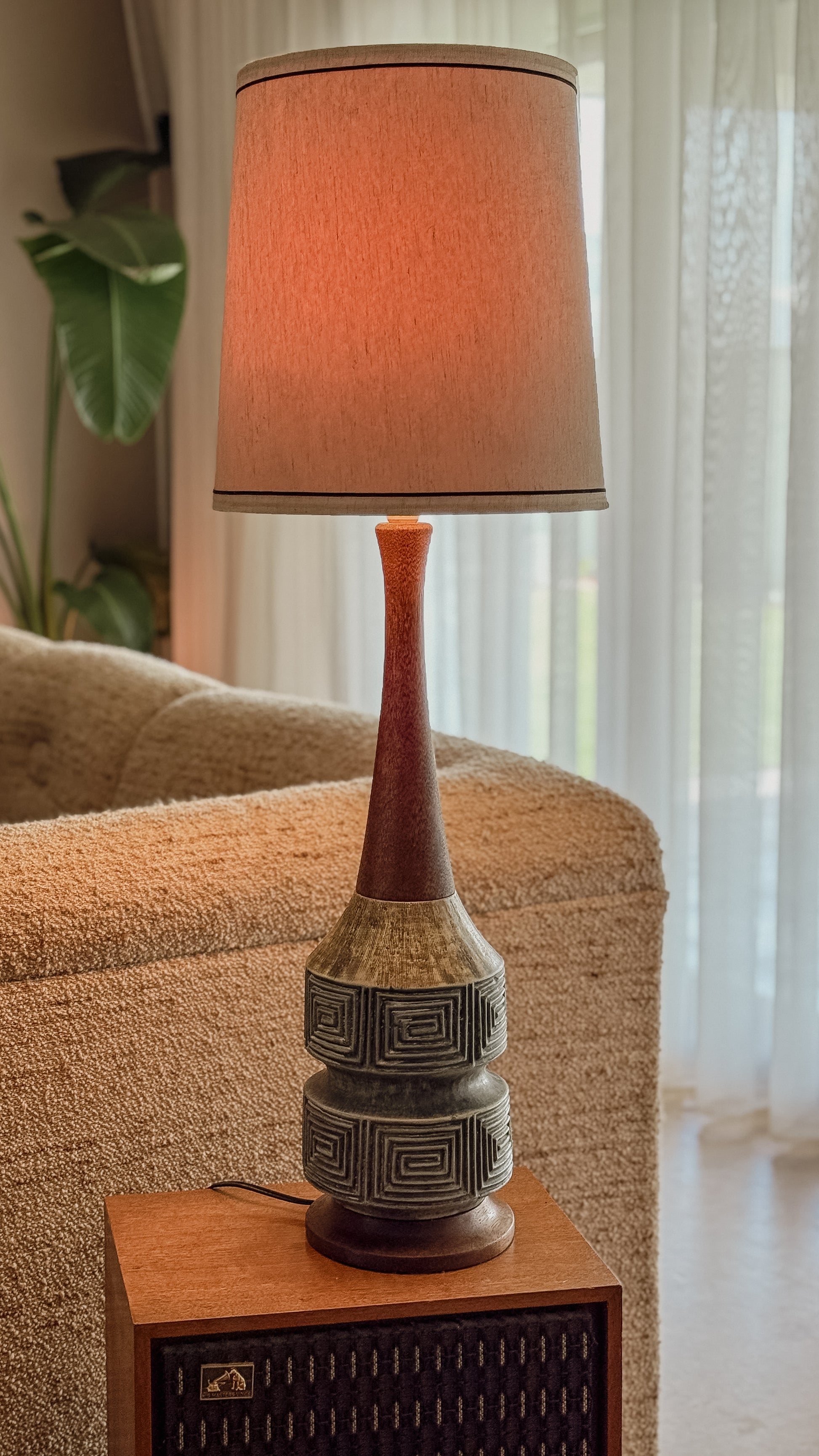 Mid-Century Ceramic & Wood Neck Lamp | Likely Ellis