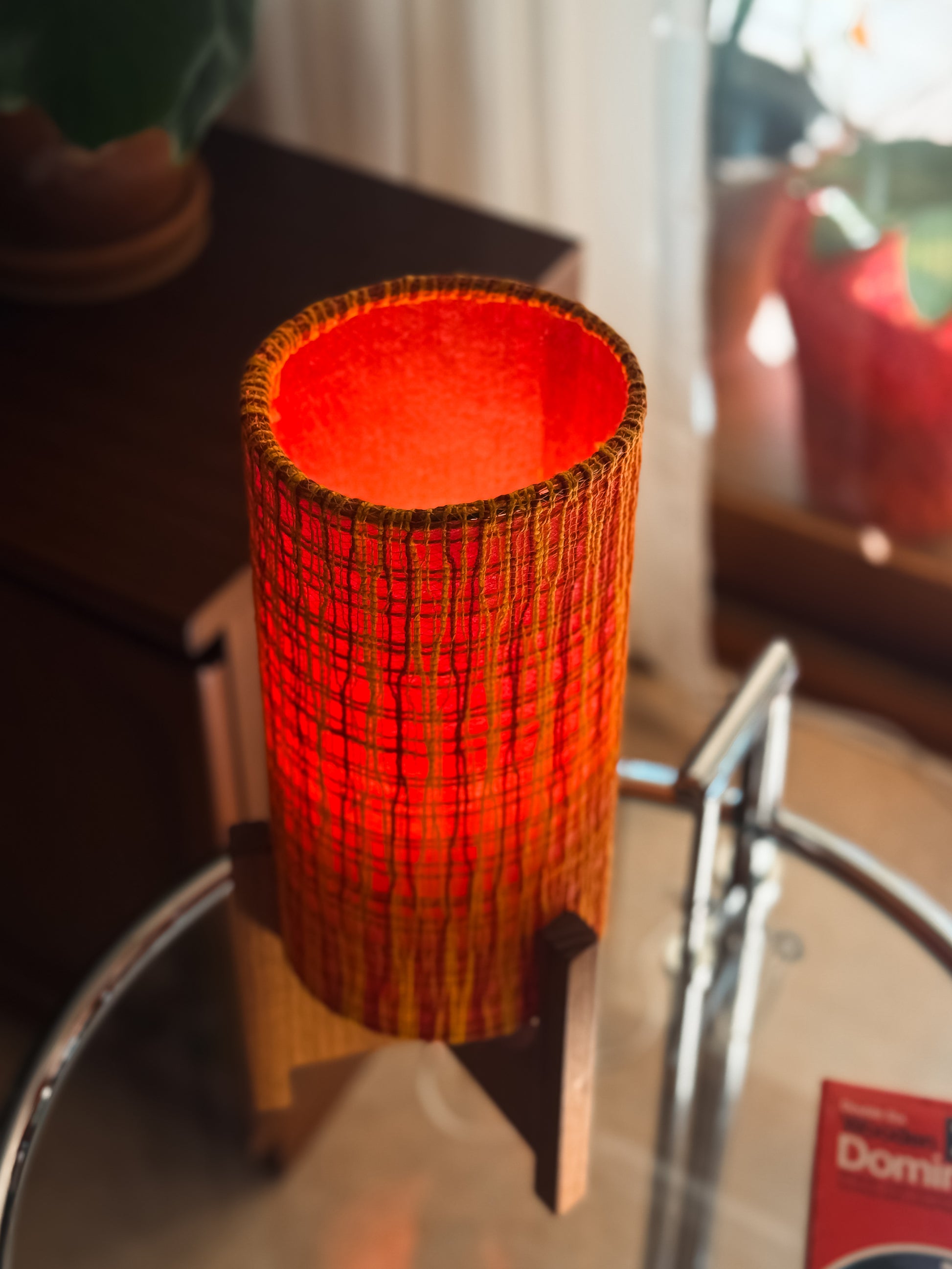 Mid-Century Teak Rocket Lamp | Original Shade