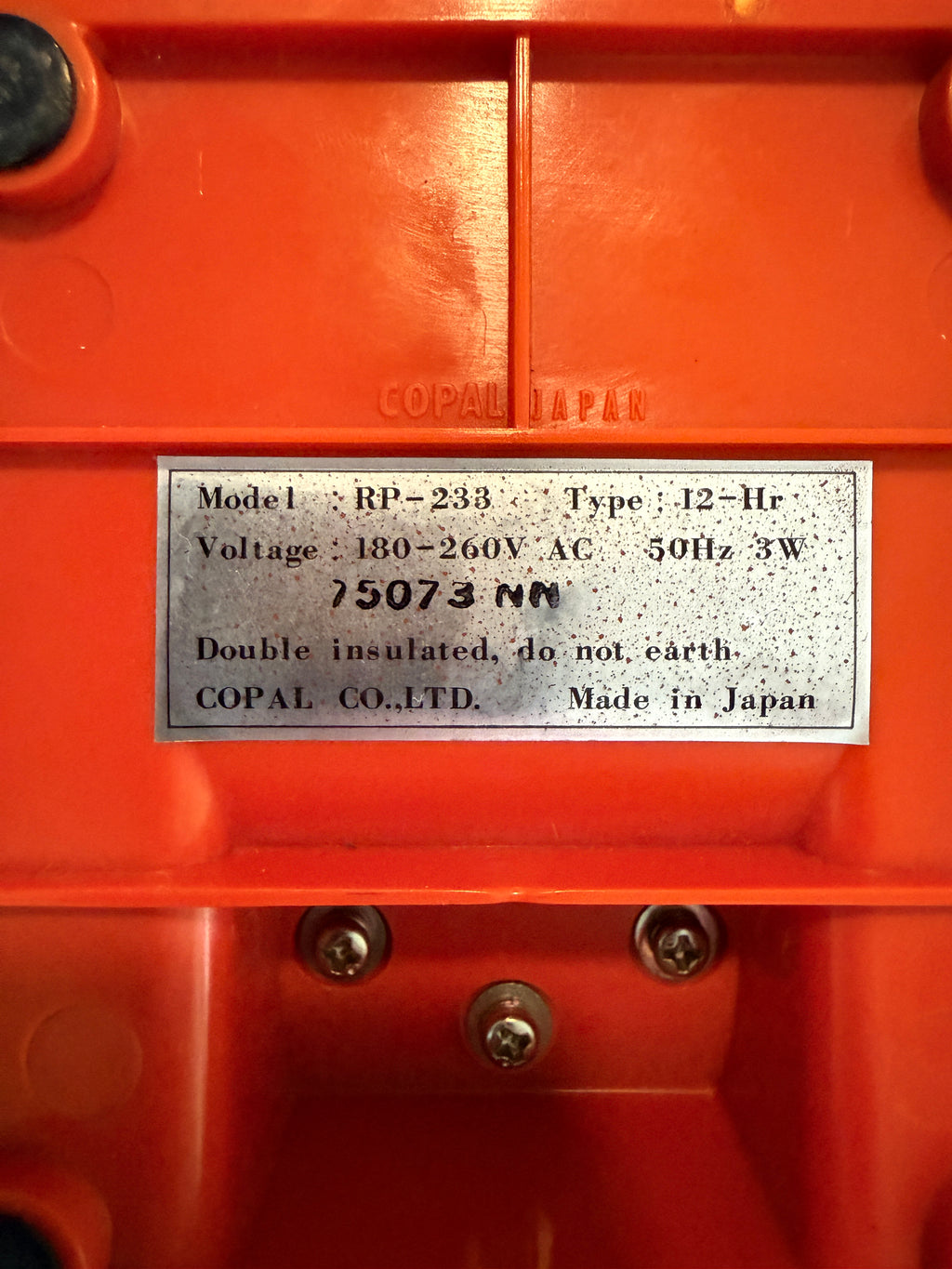 PENDING Copal RP-233 Flip Clock – Space Age Alarm Clock, Circa 1970s, Orange