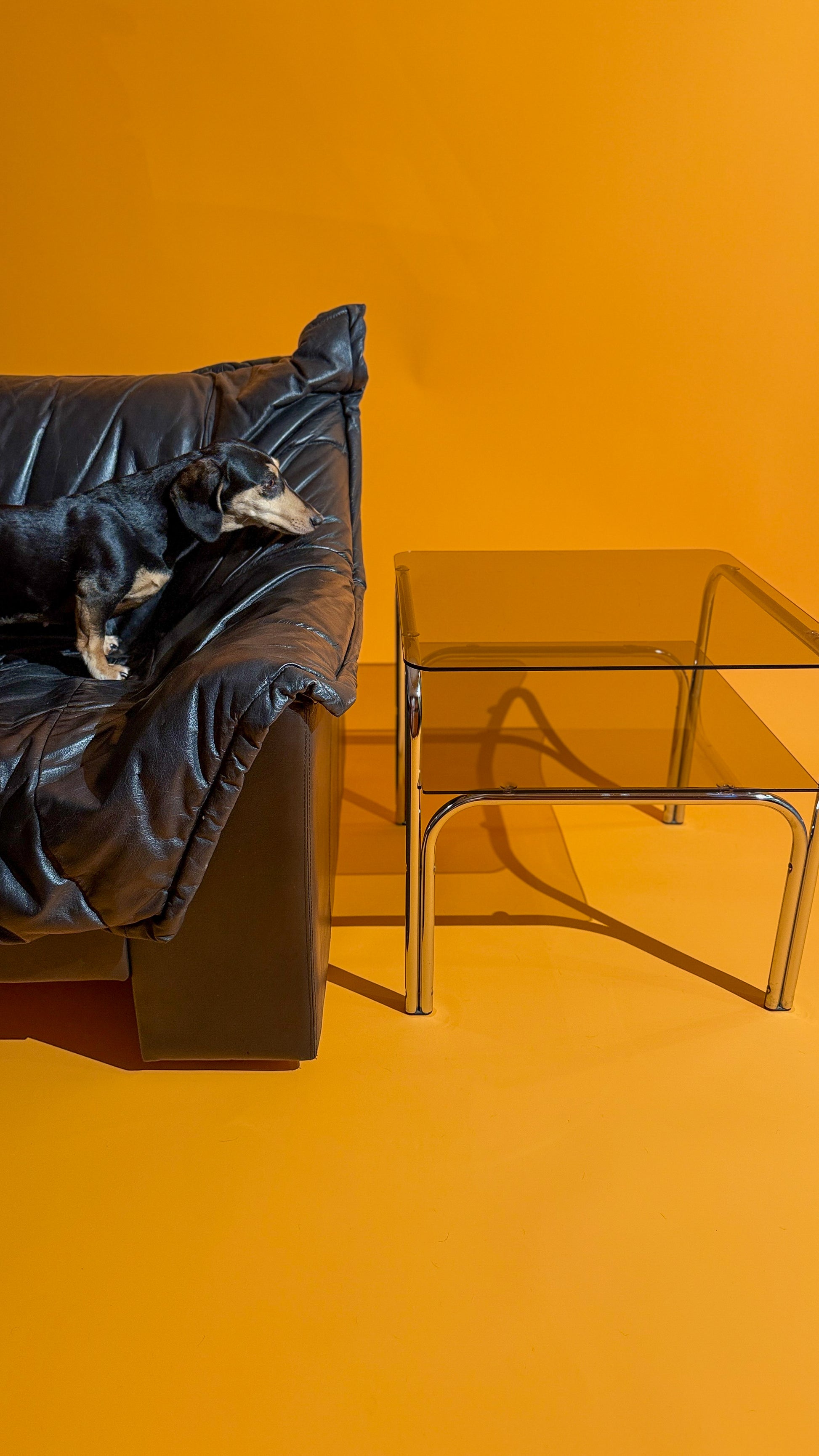Circa 1970s Smoked Glass & Chrome Side Table
