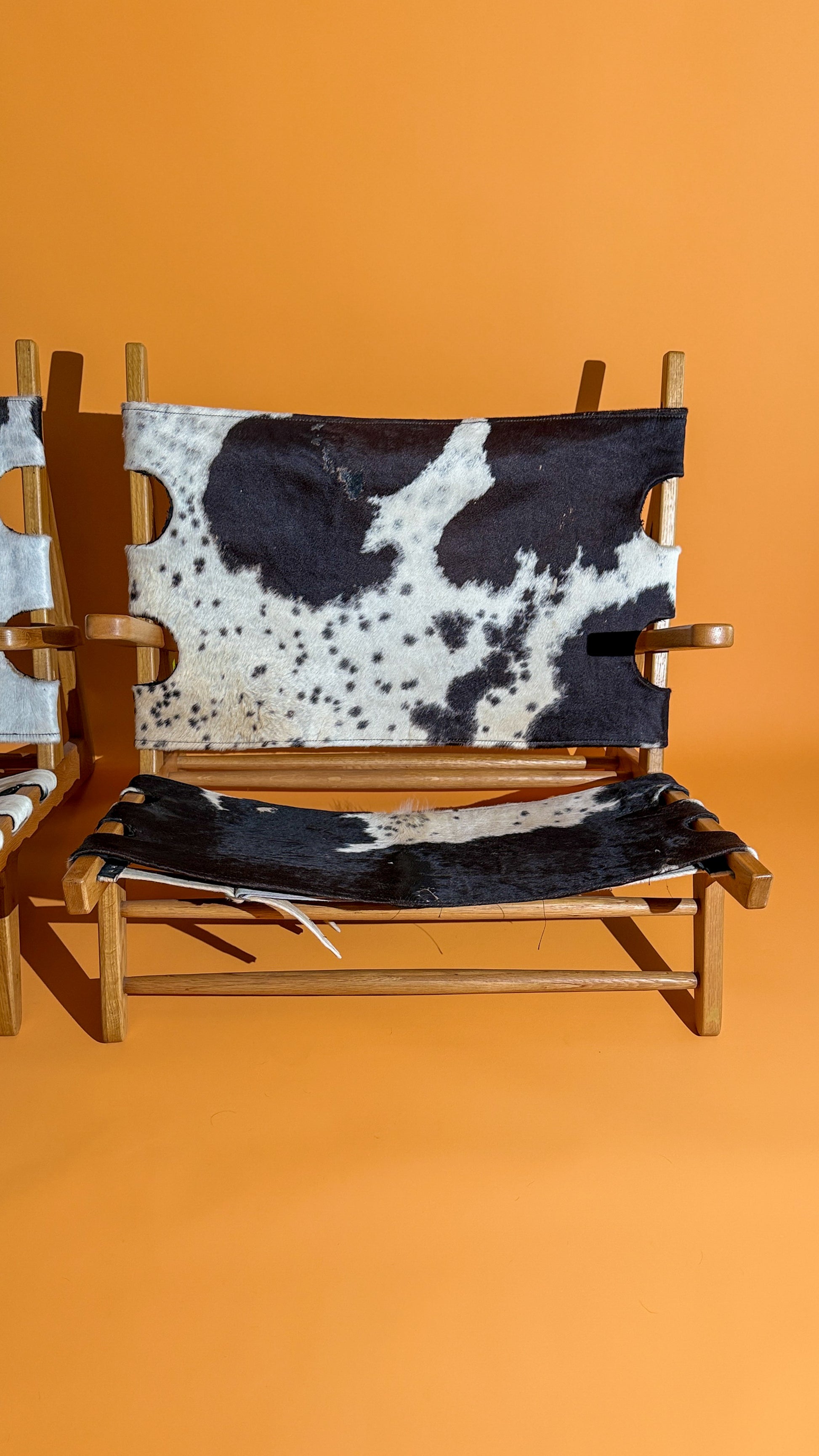 Vintage Lowline Cowhide Sling Chairs (Set of 2)